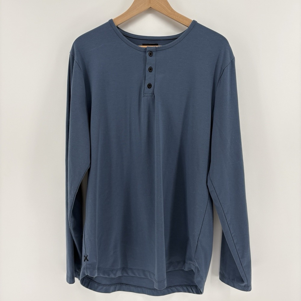 Cuts Clothing Henley Long Sleeve Curve Hem PYCA Pro Blue Mens XL
